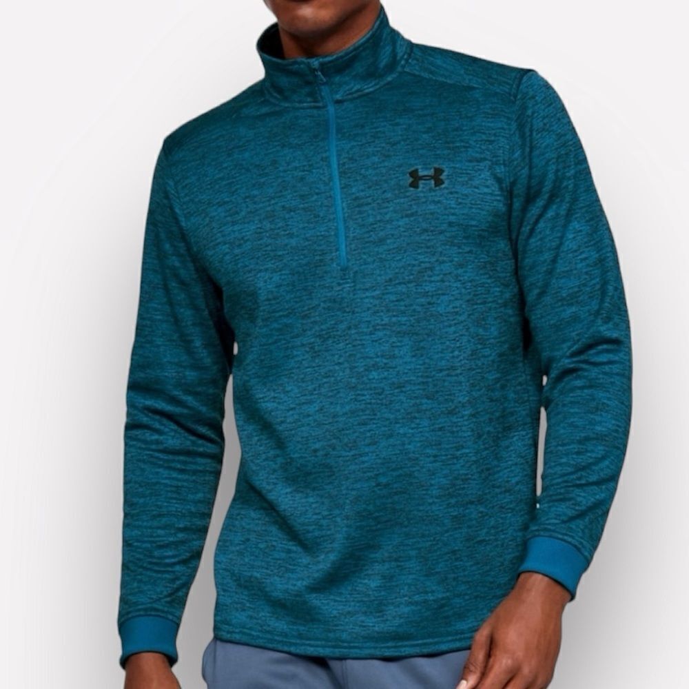 Under Armour Pullover Half Zip Fleece Large Teal Black Athleisure